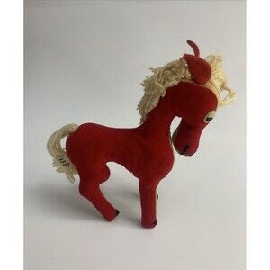 Vintage R. Dakin Dream Pets Red Velvet Horse 1961 Stuff Animal 8"H Made in Japan